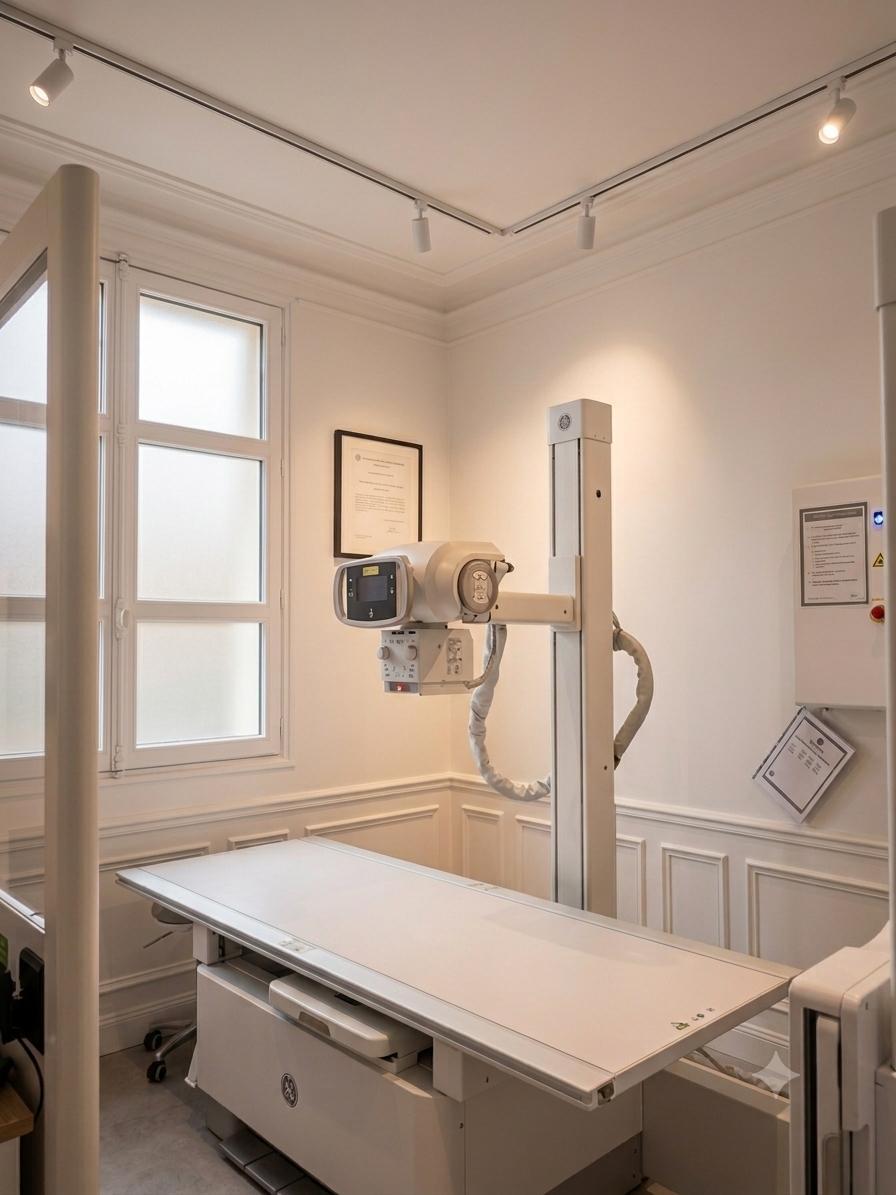 Salle de radiologie du cabinet du Dr Eva Assayag-Safar, radiologue, Paris 17